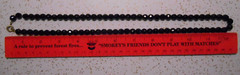 Antique Black Faceted Glass Beads Strung on Fine Gold Chain Necklace 24″
