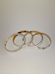4 VTG BUFFALO HORN Boho Skinny Bangle Bracelets Natural Tan Cream Color