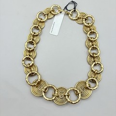 R.J. Graziano Necklace Earrings Set NWT Gold Tone Spiral Disc Statement Collar