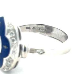 Fabergé Diamond Gold Ring Guilloche Enamel Oval 18k White Germany Ltd Ed.