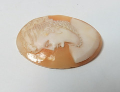 ANTIGUE SHELL CAMEO BROOCH PIN PENDANT 40MM X 31MM WIDTH