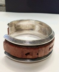 Vintage Sterling Silver Red Coral Turquoise Cuff Signed by D. Nightengale 1970s