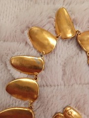 Vintage Red & Gold Tone Choker Necklace & Earrings Set Statement Costume Jewelry
