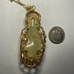 Hobe Necklace Green Jade Buddha Guan Yin Vintage Unused Natural Jade
