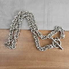 Vintage Sterling Silver BOROX 69⅕g Heavy Rolo Link 18″ Chain Toggle Necklace 925