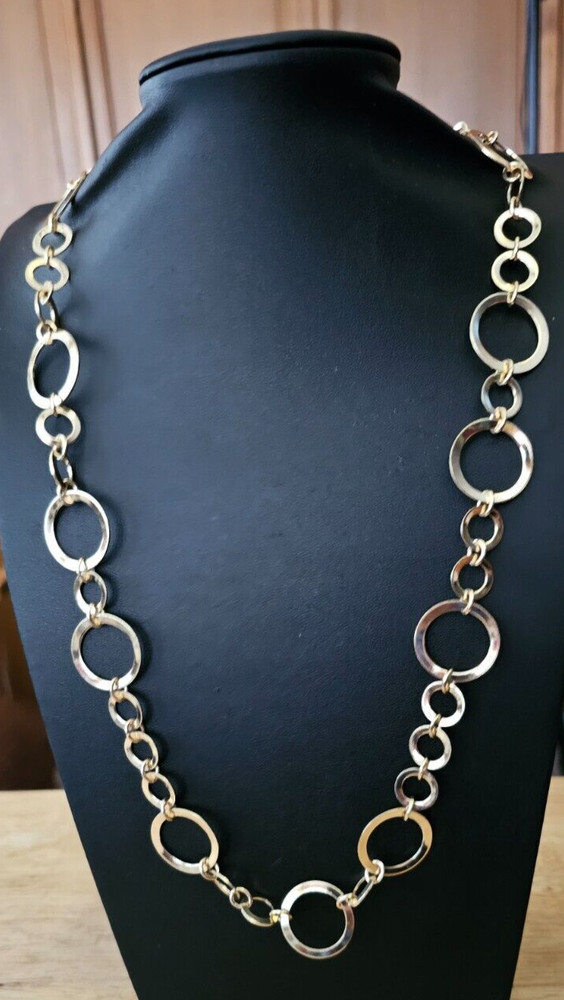 Gold tone round link Necklace 32″