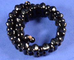 Lovely Vintage Memory Wire Black Glass Beaded Bracelet -Fits All