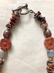 Gemstone 925 Necklace With Pendant 15.5 inches Green Red Gray Lavender