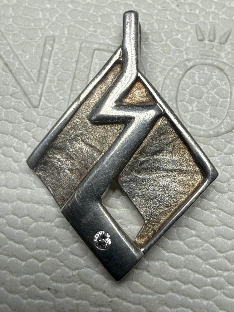 VTG Rare Theodor Klotz TEKA Sterling Silver Diamond Mid Century Pendant