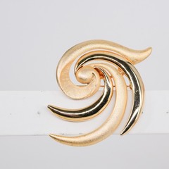 Tona Modernist Swirl Brooch Gold Tone Dual Texture Spiral Pin VTG | 2.5″