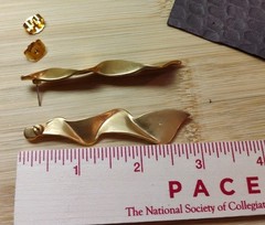 Designer AVON Matte Golden Tone Folded Wavy Metal 2 7/8″ Long Post Earrings!