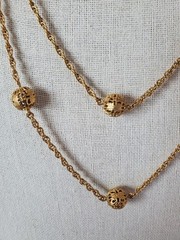 Vintage Gold Tone Filigree Ball Bead Station Necklace Set