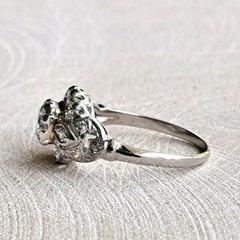 Lab Created Diamond Cluster Antique Style Ring Engagement In 14k White Gold FN