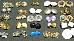 Lot of 25 Vintage Clip-on Earrings Variety of Styles Colors Signed Unsigned Nice