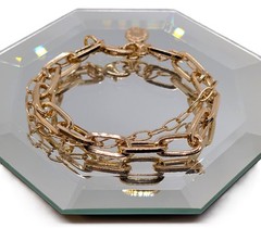 Nice Vintage Yellow Gold Plated Liz Claiborne Double Chain Bracelet