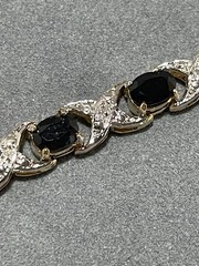 VTG Gold Over Sterling Vermeil Black Sapphire 3 Piece Parure In Case
