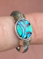 Vintage Handmade 14kt Gold And 950 Sterling Silver Abalone Ring Sz 7 8grams