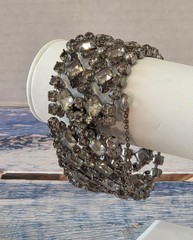 RETRO-VINTAGE FABULOUS 5-Row Rhinestone Open Work Design Cuff Bracelet 8 1/2 in