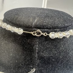 Vintage Art Deco Era Faceted Rock Crystal Strung on Silver Tone Chain Necklace