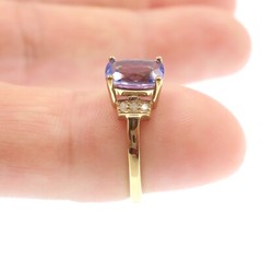 Fabulous 10k Solid Yellow Gold Natural Tanzanite and Diamond Ring Size 5