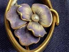 Vtg Heavy Gold Filled Pearl Pin 3.05g Jewelry Pansy In Wishbone Brooch *READ*