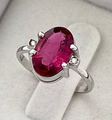 VINTAGE SET OF EARRINGS & RING 18K WG TOURMALINES & DIAM, APPR. VALUE USD $3,500