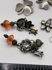 Earrings Large Lot Art Nouveau Style Vtg Costume Jewelry Silver Tone Estate