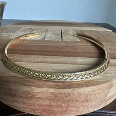 Vintage Open Collar Choker Necklace 15 Inch Etched Braided Design Gold Plated
