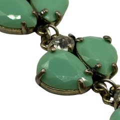 Leslie Danzis Bracelet Pale Green Double Teardrop & Clear Rhinestone Link Chunky