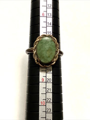 VTG Beauty ANTIQUE 10 kt. Gold Filled Green Jade Ring sz.8 Art Deco