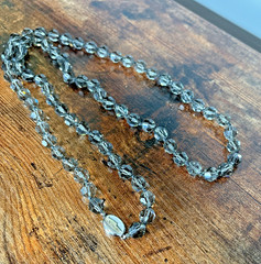 SAL Smoky Hand Strung Faceted Sparkly Beaded Swarovski Crystal 35″ Necklace