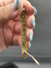 Antique Rhinestone Bar Brooch Gold Tone White Stones 2 5/16″ LONG PIN Prong Set