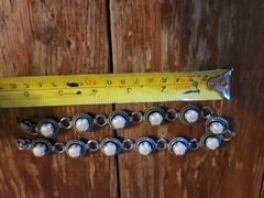Silvertone man made faux pearls halo dot button vintage necklace western jewelry