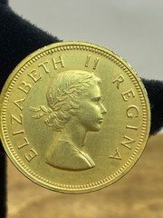 Vintage 1950s South Africa Elizabeth II Coin Clip On Earrings 1.25”