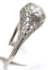 Antique Art Deco 1920’s Diamond 18KW Engagement Ring Size 6 UK-L1/2 EGL USA