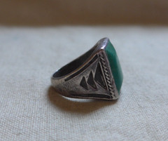Vtg Native American Sterling Silver Turquoise Ring Bell Trading Post Size 8.5