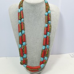 Vintage Venetian Gabri Style Glass Howlite Stone Beaded Necklace