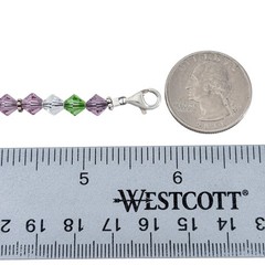 Vintage Sterling Silver 925 Purple Green Crystal Bracelet 5.75″