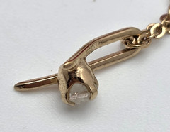 Vtg. Amway Gold Tone Abstract Crystal Pendant Necklace Dainty Minimalist 15.5 in