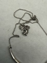 Antique Estate 14k White Gold Pear Aquamarine Necklace 1ct