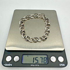 Vtg Alternating Sterling Silver & Marcasite Link Bracelet ~7” 15.7g 9mm Box Lock