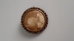 Antique Small Round Photo Pendant W/photo. C Clasp