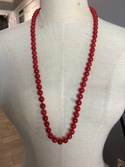VINTAGE AUTHENTIC HAND KNOTTED BRILLENT CORAL BEAD NECKALCE MUST SEE NO RES
