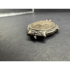 Vintage Ornate Floral Art Deco Oval Locket Pendant Silver Tone 26.7mmx41.4mm