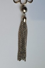 Gold Tone Flower Pendant Three Strand 28in Necklace With Chain Tassels Vintage