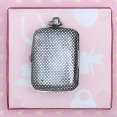 Antique Victorian Niello Silver LARGE Checkerboard Double Sided Pendant Locket