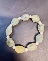 Prehnite Bracelet, Vintage Bracelet, Green Bracelet, Chunky Bracelet