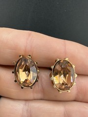 Vintage Swank Cufflink Tiebar Clip Set Gold Tone Rhinestone Sign
