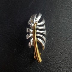 Danecraft Vintage Two Tone Silver and Gold Leaf Brooch Pin Botanical Design 90’s