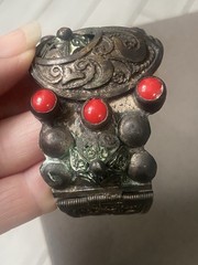 Vintage Antique Moroccan Enamel Berber Cuff Bracelet Ethnic Tribal Bangle